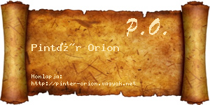 Pintér Orion névjegykártya